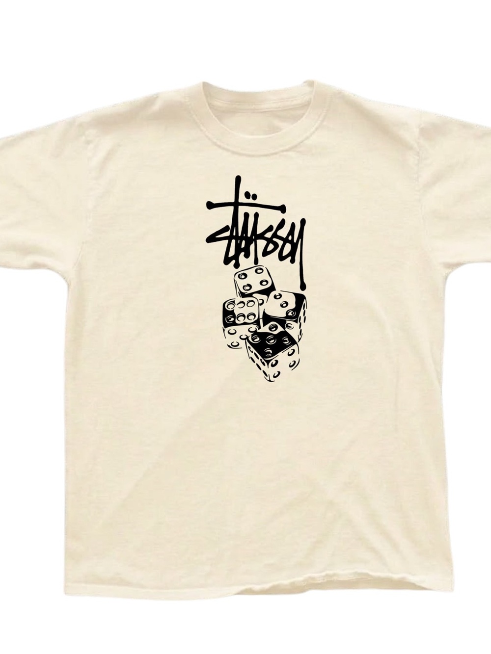 Gildan Stussy Cream Short-Sleeve Dice Graphic Tee